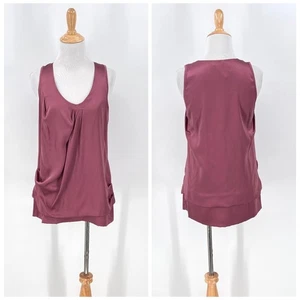 Brunello Cucinelli Silk Sleevelss Top Womens Large Mauve Rose Pink Draped Luxury - Picture 1 of 17