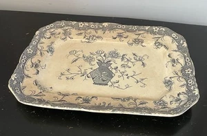 Antique Blue And White Charger Poonah Serving Dish Meat Plate (42cm X 30.5cm) - Picture 1 of 7