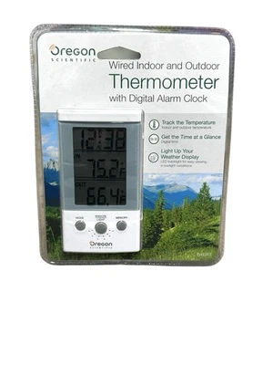 Reloj despertador digital termómetro interior exterior con cable Oregon Scientific THT312 Foto 1 de 4
