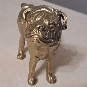 ENGLISH BULLDOG PUG FAUX GOLD SITTING STATUE 10” - Picture 1 of 5