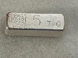 ¡Muy raro! Barra de plata fina vertida vintage de oro y plata americana de 5 onzas troy .999 - Imagen 1 de 6