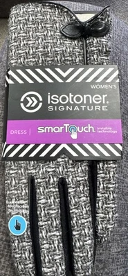 Новый с Ярлыками Isotoner подпись платье перчатки Smartouch сенсорный экран XL женщин черный серый - Изображение 1 из 3