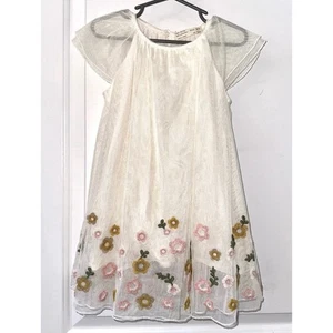 Niñas Zara Vestido Bordado Tul Crema Talla 4/5 - Imagen 1 de 4