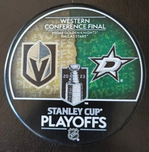 2023 STANLEY CUP WESTERN CONFERENCE FINAL PUCK VEGAS GOLDEN KNIGHTS DALLAS STARS - Picture 1 of 2