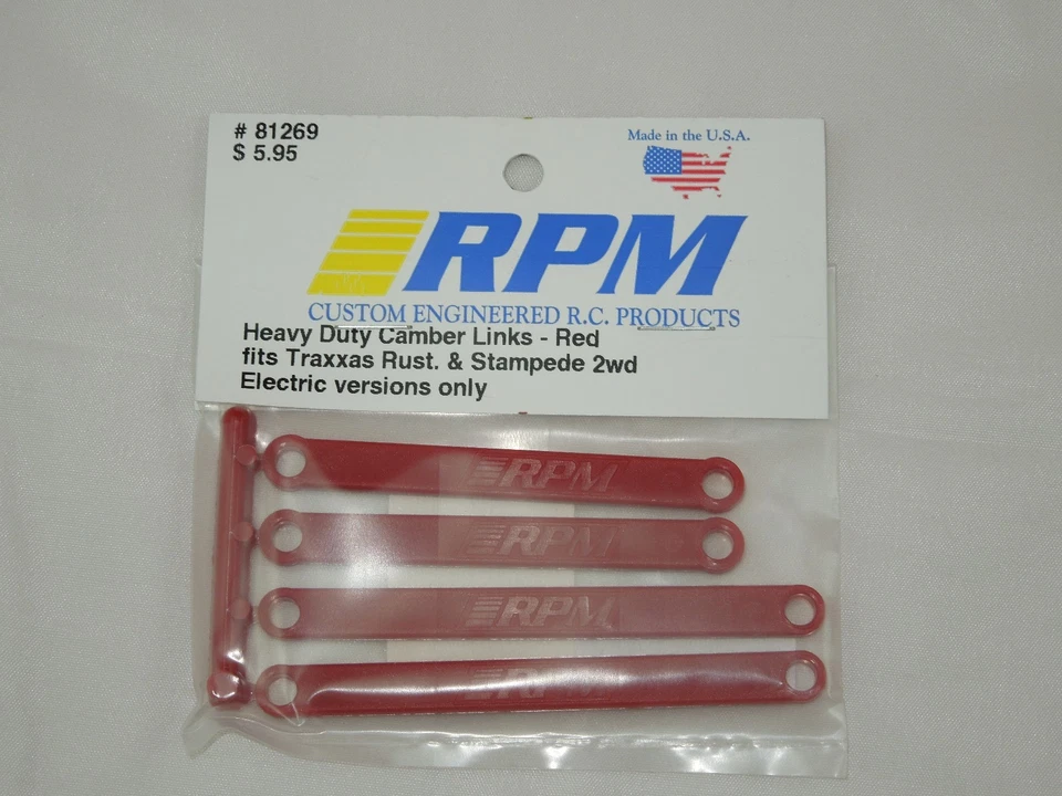 RPM TRAXXAS RED HEAVY DUTY CAMBER LINKS 2WD STAMPEDE RUSTLER BIGFOOT xl-5 81269 - Image 1 of 1