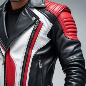 Red & black latest fashion original Leather Cuero jacket - Picture 1 of 1