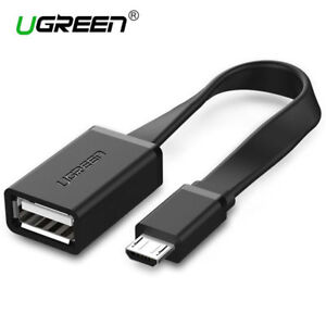 Ugreen Micro USB Flat or Round Cable Adapter OTG On the Go Host - Black White