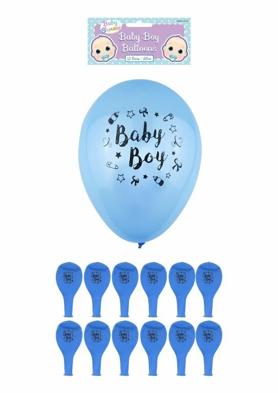 12 globos para bebé niño - látex helio aire fiesta decoración estampado ducha azul Foto 1 de 1