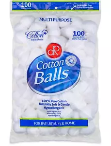 100 Cotton Balls, 100% Pure Cotton for Nail Polish and Make-Up Removal, Apply... - Picture 1 of 9