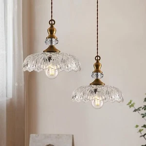 Lampadario a sospensione vintage in vetro decorazione plafoniera, 2 pezzi - Foto 1 di 6