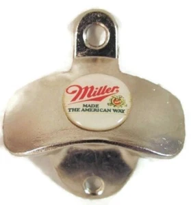 MILLER BEER MADE AMERICAN SILVER FINISH WANDFLASCHENDECKELÖFFNER NEU - Bild 1 von 2