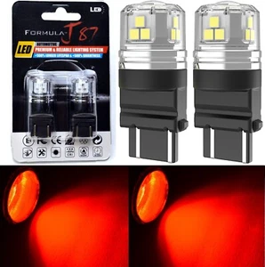 LED 15W 3057 Red Two Bulbs Light Brake Stop Tail Parking Replacement Upgrade JDM - Picture 1 of 17