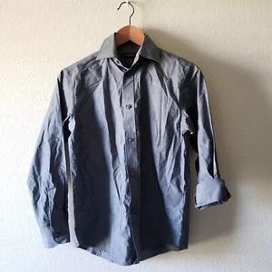 Dockers Boys Button Up Dress Shirt Dark Gray Collared Long Sleeve - Size M 10-12 - Picture 1 of 15