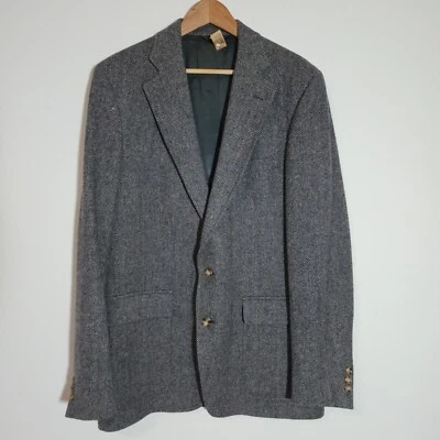 Chaqueta gris 2 botones Steven Windsor 42L John Weitz para hombre de lana tweed espiga Foto 1 de 4