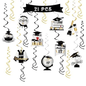 Graduation Hanging Swirls Streamers Foil Ceiling Congrats Grad Party Swirls S... - Picture 1 of 7