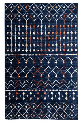 Distressed Moroccan - 2'x4', Navy, Transitional Design Area Rug - 505 - Image 1 of 4