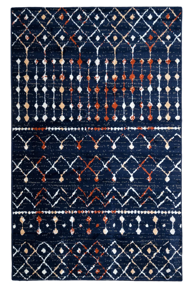 Distressed Moroccan - 2'x4', Navy, Transitional Design Area Rug - 505 - Image 1 of 4