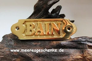 Maritimes Türschild / Messingschild "BAIN" ca. 11 x 3,5 cm - Bild 1 von 1