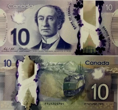 Canada 10 DOLLARS P-107c 2013 RAILROAD TRAIN Canadian UNC Wilkins/Poloz BANKNOTE - Image 1 of 3