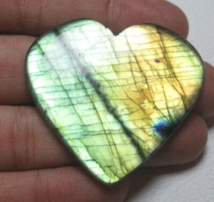 Labradorite Cabochon Heart 118.30 Cts Natural Loose Flat Back Gemstone H 1611 - Picture 1 of 5