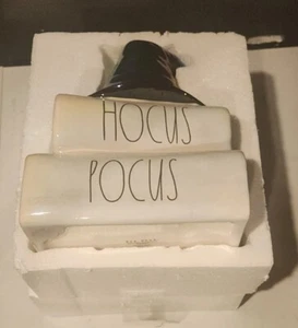 Rae Dunn HOCUS POCUS Halloween Witch Hat Iridescent Black/White Books - Picture 1 of 11