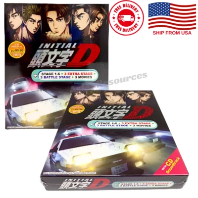 DVD INITIAL D (Stage 1-6)+3 Movies+Extra COMPLETE SET English Dub Ship From USA - Image 1 of 4