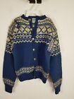 Cardigan vintage tricoté à la main Tronderstua laine bleu enfants grands VOIR LES MESURES 