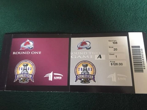NHL Colorado Avalanche 2003 Stanley Cup Playoff Unused Game Tickets Collectors Cover