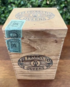 EL PRODUCTO Wood Cigar Box Queens 25 Cent Hinged Lid Dovetail Paper Label - Picture 1 of 5