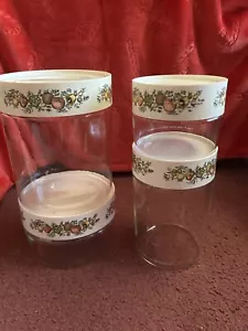 Juego de 4 contenedores de cocina de vidrio apilables vintage Pyrex Spice of Life - Imagen 1 de 12