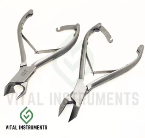 2 Nail Nipper Cutter Concave Moon-Shaped Clipper 5.5" Satin Chiropody Instrument - Picture 1 of 2