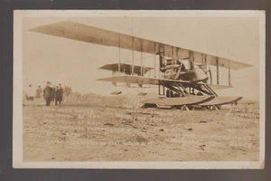 City Island NEW YORK RPPC 1917 GIANT SEAPLANE Airplane TEST Takeoff 2 Prop Cargo - Picture 1 of 4