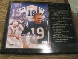 Johnny Unitas - Baltimore Colts statistics plaque - New Lower Pricing!!