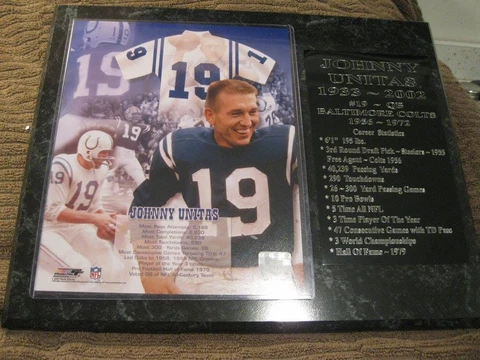 Johnny Unitas - Baltimore Colts statistics plaque - New Lower Pricing!! Cover