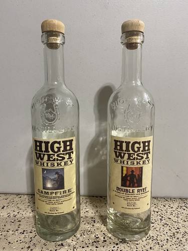 Lot of 2 Empty High West Empty Campfire and Double Rye Whiskey Bottles ...