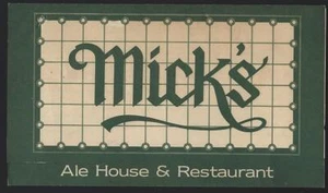 Mick's Ale House and Restaurant Vintage Menu Travel Souvenir - Picture 1 of 4