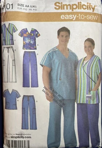 Simplicity pattern 4101/S0294 scrub tops & pants S M L 40-50 Male Female UC FF - Picture 1 of 3