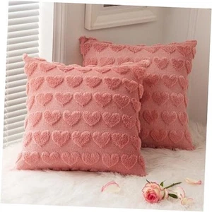 Set of 2 Mothers Day Valentines Pillow Covers 20" x 20" (Pack of 2) Coral Red - Picture 1 of 7