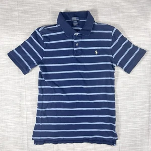 Polo Ralph Lauren Boys XL 18-20 Blue Striped Shirt Short Sleeve Pony Logo - Picture 1 of 15