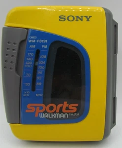 SONY Yellow Sports Walkman FM/AM Radio Cassette Player WM-FS191 Works Tested - Picture 1 of 9