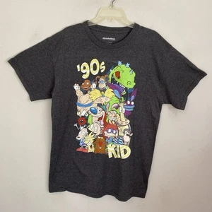 90s Kid Nickelodeon T Shirt Cartoon Characters Gray Rugrats Size L - Picture 1 of 8