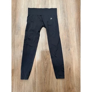Gymshark leggings neri senza cuciture vita alta allenamento donna palestra media yoga - Foto 1 di 8