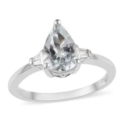 1.00ctw Espirito Santo Aquamarine & Diamond Accent Ring Platinum Plated Size 7 - Image 1 of 4