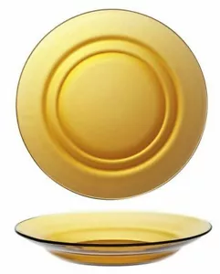 DURALEX LYS AMBER tempered glass SOUP PASTA bowls plates 23cm box of 6 - Picture 1 of 5