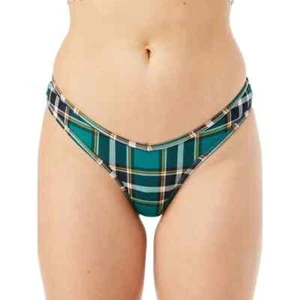 No Boundaries Women's Cotton Thong Panties Size X-SMALL Green Multi Plaid NEW - Picture 1 of 2