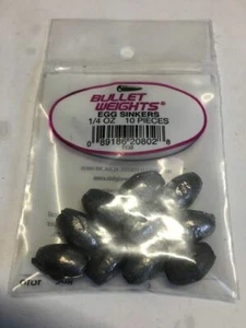 Bullet weights 1/4 oz egg sinkers 10 pieces per pack - Picture 1 of 1