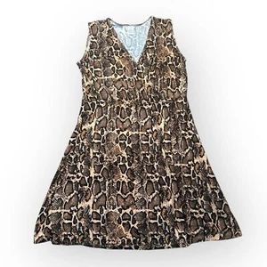 Serra Faux Wrap Dress Women’s XL Snakeskin Animal Print Stretchy Fit & Flare - Picture 1 of 8