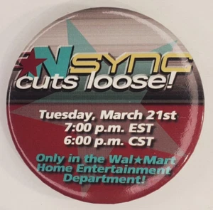 Vintage 2000 Nsync schneidet lose ohne Strings befestigt Mitarbeiter Promo Pin Button - Bild 1 von 3