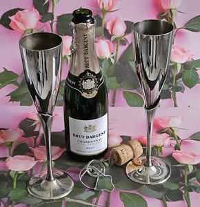 Sektgläser 2 Stk. Silber Champagnerglas Sektkelche Sektglas Sektflöten Hochzeit - Bild 1 von 3