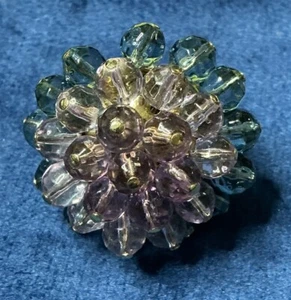 Blue And Amyethest Crystal Beaded Ring By LC - Picture 1 of 6
